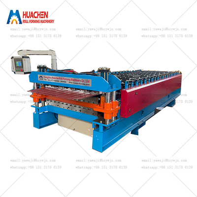 Metal Çift Katman HC6/22 Trapezoid Çatı Plakası Yapma Yuvarlak Formlama Makinesi Yukarı Seviye Mini Zirve