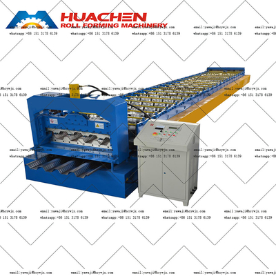 Kullanılmış Çelik Zemin Plitesi Yapma Makinesi Çekirdek Decking Roll Forming Makinesi Çekirdek Motor Bileşeni ile PLC Kontrolü