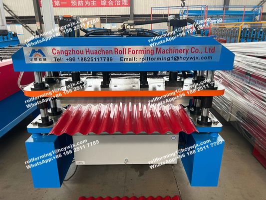 0.7mm Çatı Sayfası için Çelik Silo PPGI Oluklu Rulo Şekillendirme Makinesi