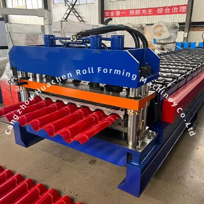 1220mm Genişliği Panel Camlı Plakalı Rulo Formasyon Makinesi Çelik İnşaatı için 18 İstasyonlu Rol ve Zincir Sürücüsü