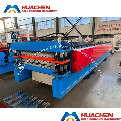 Metal Çatı için 15m/min Hız, 1250mm Genişlik ve Zincir Sürücü ile Çift Katmanlı Rulo Yapım Makinesi