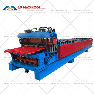 Camlı Trapezoidal Yaprak Yapma Çatı Paneli Rollformer Makinesi