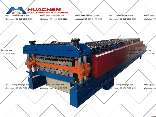 Trapezoidal Double Layer Tile Roll Forming Machine Metal Tile Profilleri Üretimi İçin