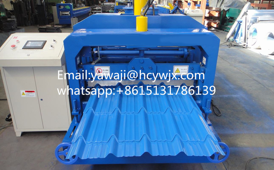 Dayanıklı Zincir Sürücü Trapezoidal Renkli Camlı Çatı Plakası Rulo Formasyon Makinesi