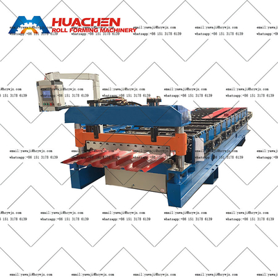Zincir Sürücü Uzun Uzaylı Renkli Çatı Rulo Formasyon Makinesi 380v 50Hz 3 Faz Voltajlı