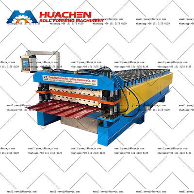 Ucuz Zincir Sürücü Çift Güverteli Rulo Yapım Makinesi Voltaj 380v 50Hz 3 Faz
