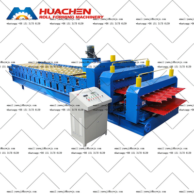 PPGI / GI Double Deck Roll Forming Machine 0.3-0.6mm kalınlığı için