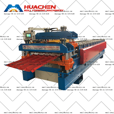 PPGI / GI malzemesi için galvanizli metal çatı paneli çift katlı rulo şekillendirme makinesi