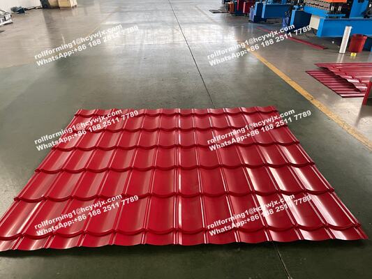 0.3-0.6mm Kalınlığında Çatı Kiremitleri İçin Hidrolik Kesme PLC Kontrol Sistemli Çift Katmanlı Rulo Şekillendirme Makinesi