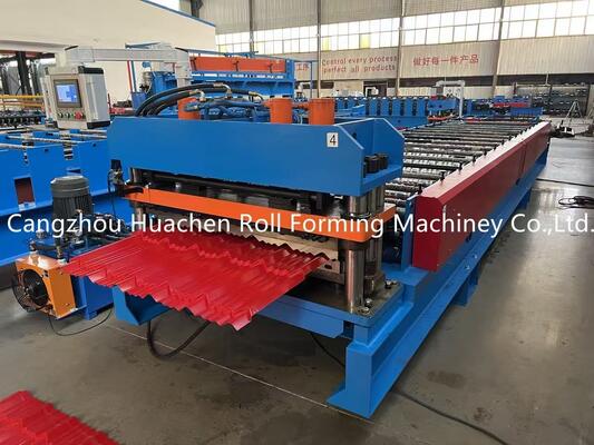 4 KW Hidrolik Kesiciler 1200mm Bobin Genişliği ve 12 İstasyon Rolü ile Camlı Tile Roll Forming Machine
