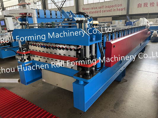 Yüksek kaliteli çelik tabaka çatı paneli imalat makinesi / Çift katmanlı camlı kiremit şekillendirme makinesi