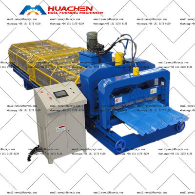 Dayanıklı Zincir Sürücü Trapezoidal Renkli Camlı Çatı Plakası Rulo Formasyon Makinesi