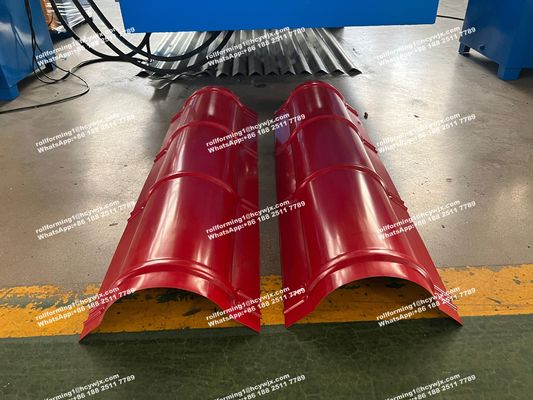 Otomatik Ridge Cap Roll Forming Machine, Çatı Plakası Üretim Makinesi Hidrolik Kesme