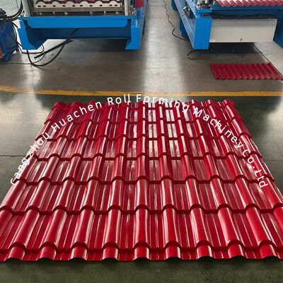 PPGI/GI Çatı Karoları için 5.5KW Gücünde 18 Silindirli 1200mm Malzeme Genişliğinde Sırlı Kiremit Rulo Şekillendirme Makinesi