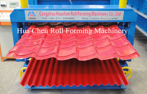 0.3-0.6mm Çelik Kalınlığı ve 1250mm Genişlik için PLC Kontrollü Çift Katmanlı Rulo Şekillendirme Makinesi