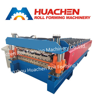 PLC kontrolü yüksek hızlı Trapezoidal renkli çelik çatı paneli rulo şekillendirme makinesi pompa vitesi